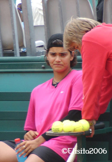 Eleni Daniilidou in the practice on Roland Garros