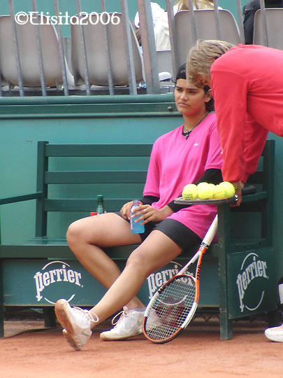 Eleni Daniilidou in the practice on Roland Garros