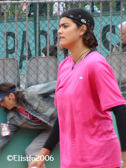 Eleni Daniilidou in the practice on Roland Garros