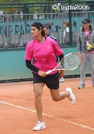 Eleni Daniilidou in the practice on Roland Garros