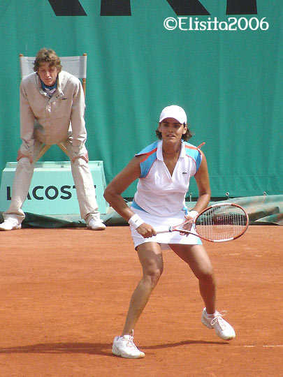 Eleni Daniilidou during the match against Japanese Ai Sugiyama  at Roland Garros in Paris 28 May 2006, Eleni lost 7-6, 0-6, 3-6.