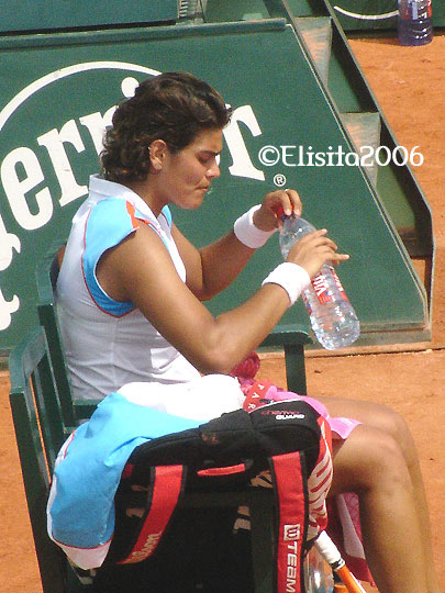 Eleni Daniilidou during the match against Japanese Ai Sugiyama  at Roland Garros in Paris 28 May 2006, Eleni lost 7-6, 0-6, 3-6.