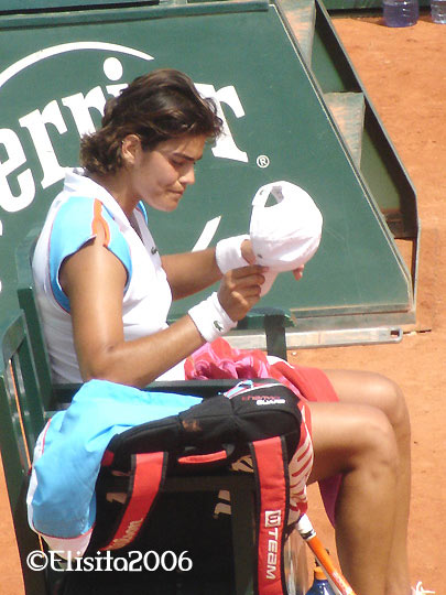 Eleni Daniilidou during the match against Japanese Ai Sugiyama  at Roland Garros in Paris 28 May 2006, Eleni lost 7-6, 0-6, 3-6.